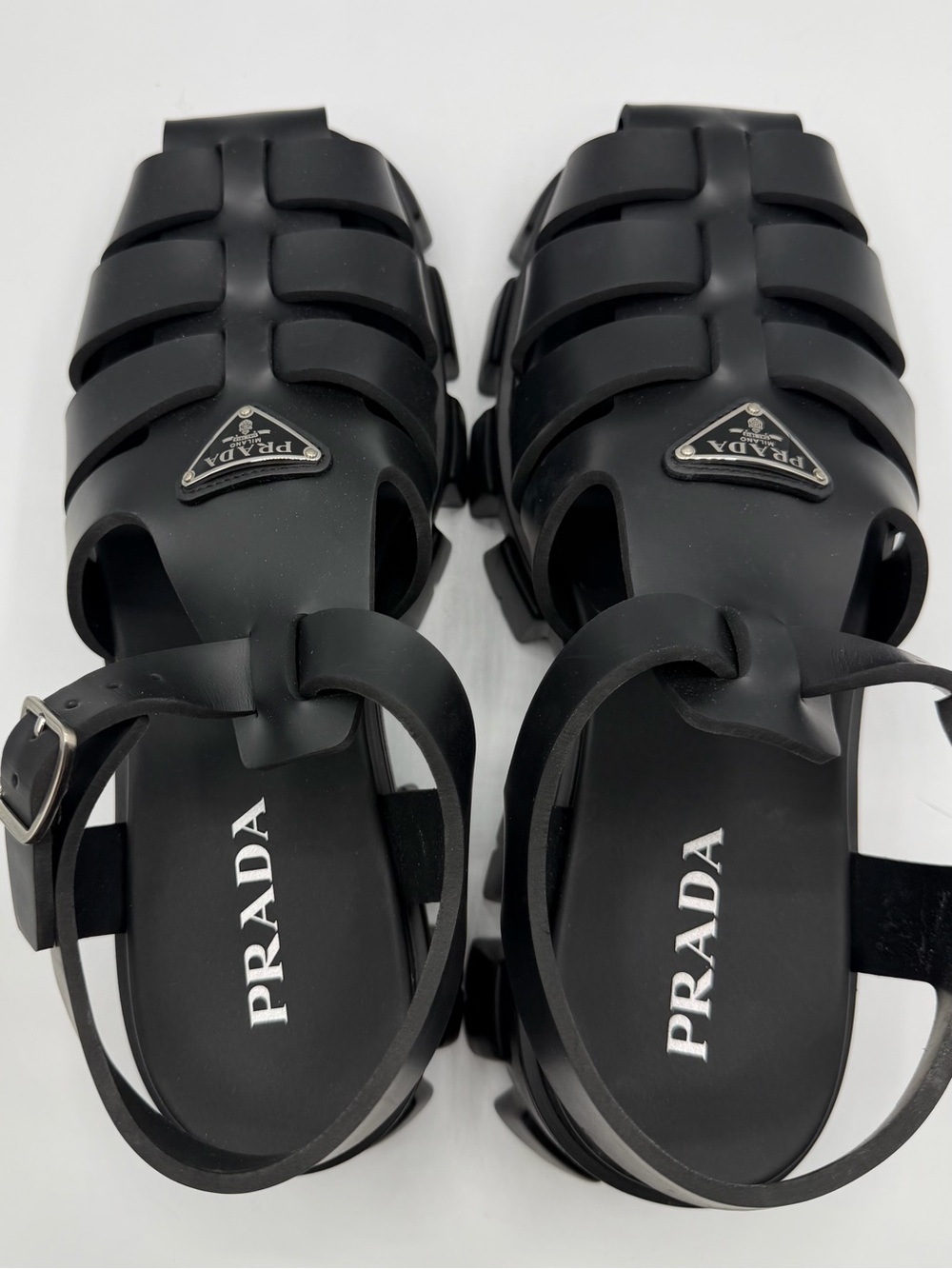 NIB Prada Black Rubber Ultralight Monolith Platform Chunky Strap Sandals EU 41 - Picture 1 of 15